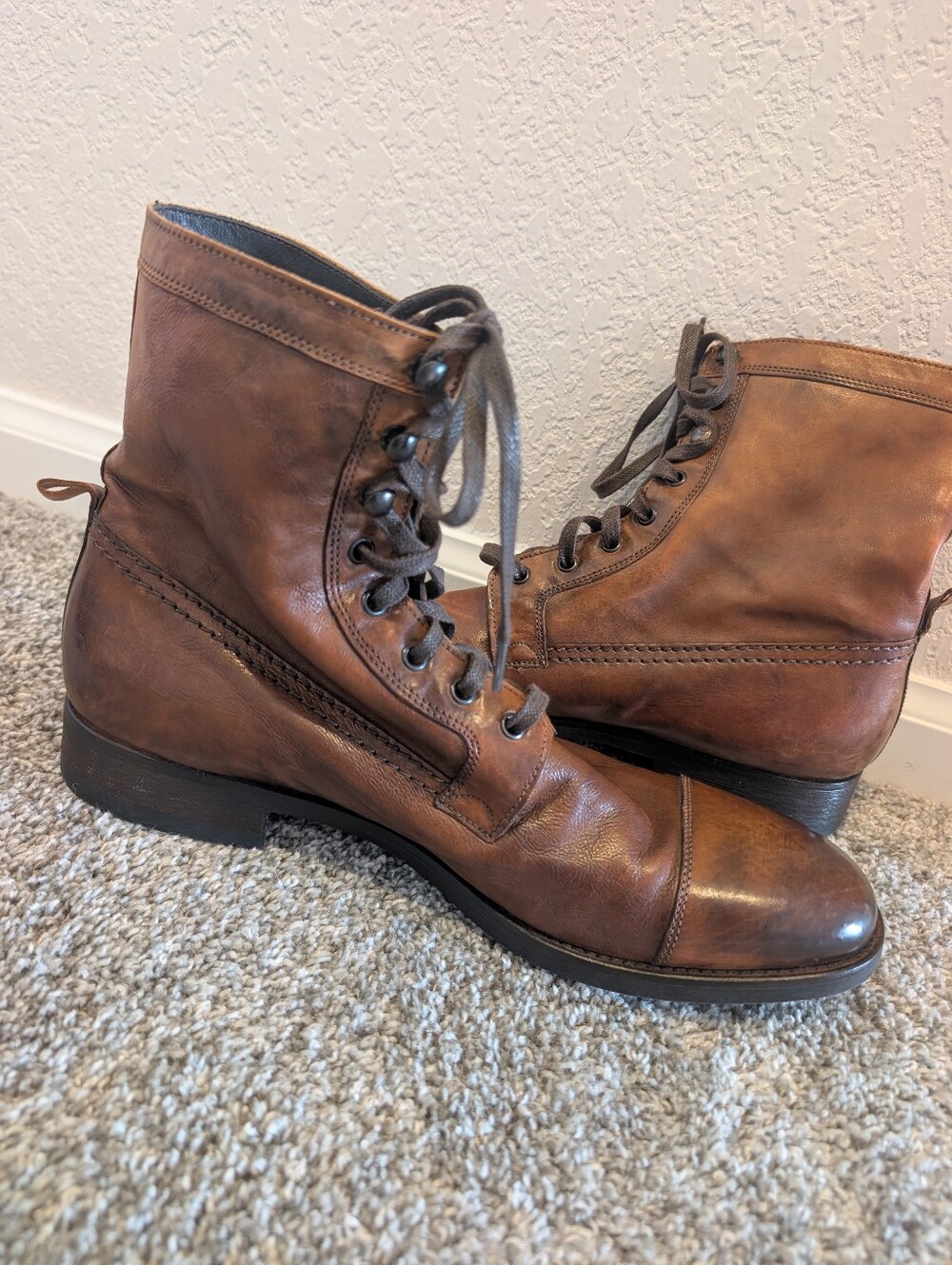 To Boot New York Adam Derrick Men’s Brown Leather Cap Toe Lace Up Boots
